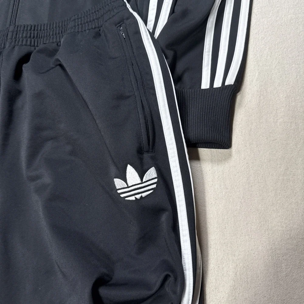 Vintage 90s Adidas Tracksuit Set Size L Black White Baggy Lined Trefoil